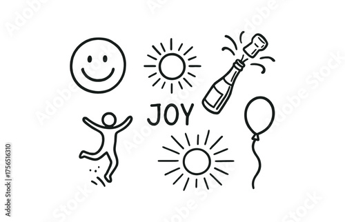 Celebration and happiness icons for joyful events and positive branding