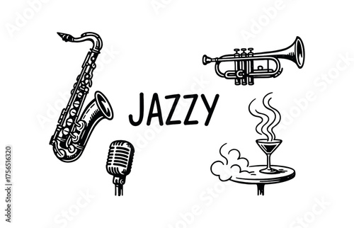 Jazz music icon set for creative design and branding projects