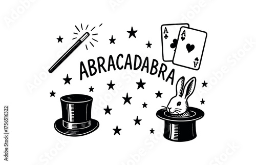 Magical illusion icons for entertainment design and branding