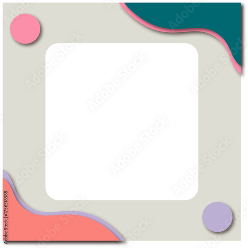 Modern design frame in soft colors – abstract background with circles and waves – perfect template for presentations, invitations, and social media posts