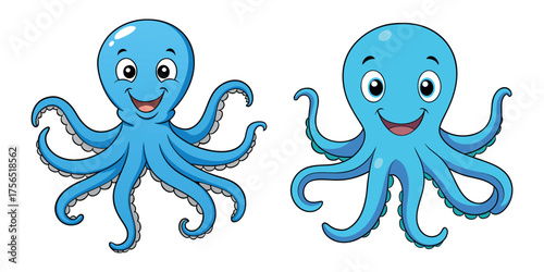 Cute octopus illustration isolated on transparent background