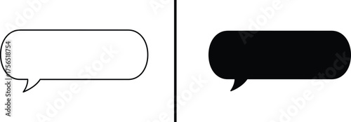 Dialog Balloons Icon: Clean graphic shows dialogue balloons in both a white and black. Simple shapes for modern communication.