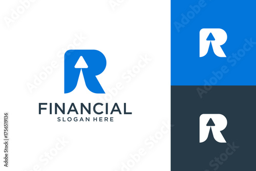 Letter R financial arrow logo design, Abstract initial design concept usable for business, corporate and branding.
