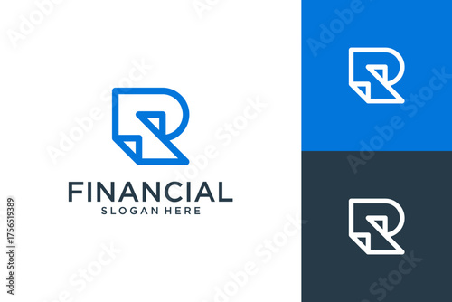 Letter R financial arrow logo design, Abstract initial design concept usable for business, corporate and branding.