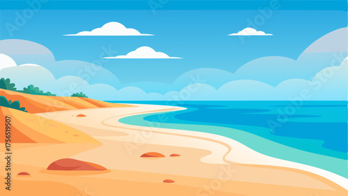 A peaceful and serene beach with soft rolling dunes that invite visitors to lay back and bask in the warm sun and cool ocean breeze.