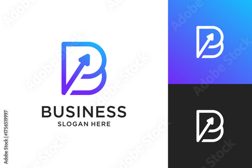 Abstract letter B arrow logo design. Modern icon usable for business, financial and branding.