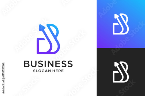 Abstract letter B arrow logo design. Modern icon usable for business, financial and branding.