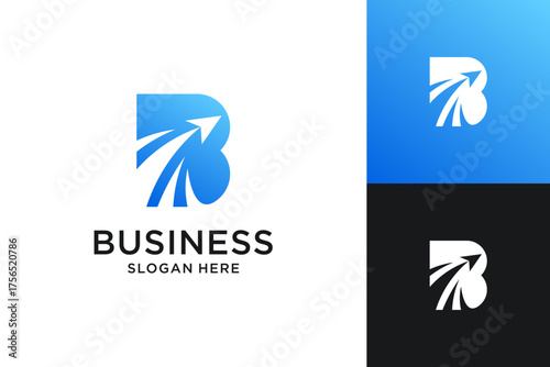 Abstract letter B arrow logo design. Modern icon usable for business, financial and branding.