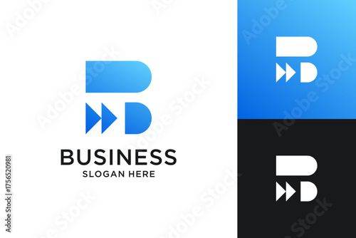 Abstract letter B arrow logo design. Modern icon usable for business, financial and branding.