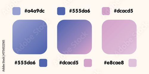 Gradient collection, shiny rainbow hologram. Holographic foil texture, blue, yellow, pink gradation. Catalog of samples palettes in RGB HEX. Vector set for frame, border, other design.