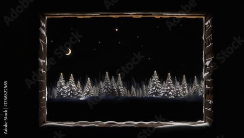 雪景色と夜　AI生成素材