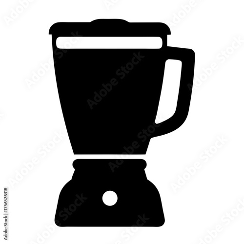 A black silhouette of a kitchen blender on a white background