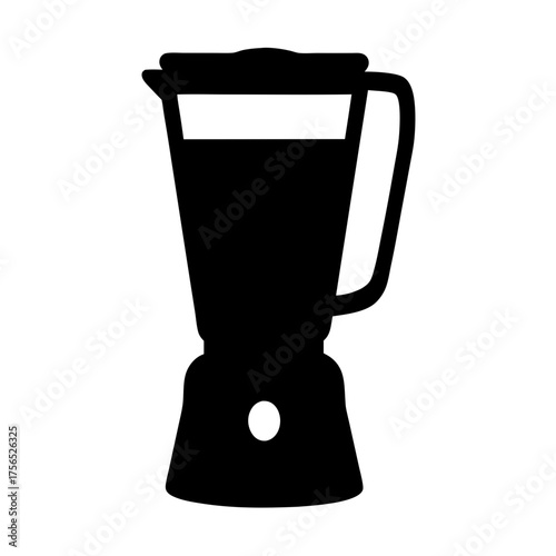 A minimalist black and white illustration of a kitchen blender appliance