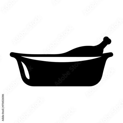 Black silhouette of a mortar and pestle for grinding herbs and spices