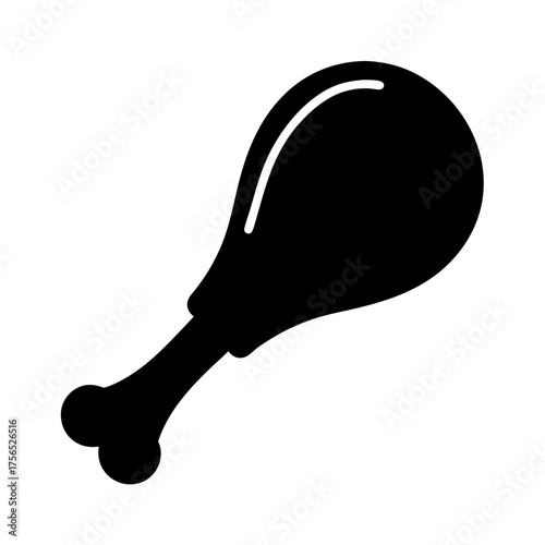 Silhouette of a chicken drumstick, a single serving of poultry