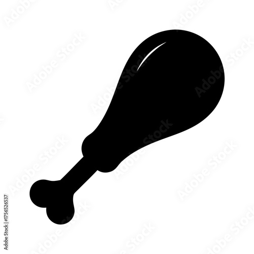 Simple black silhouette of a tasty piece of fried chicken leg