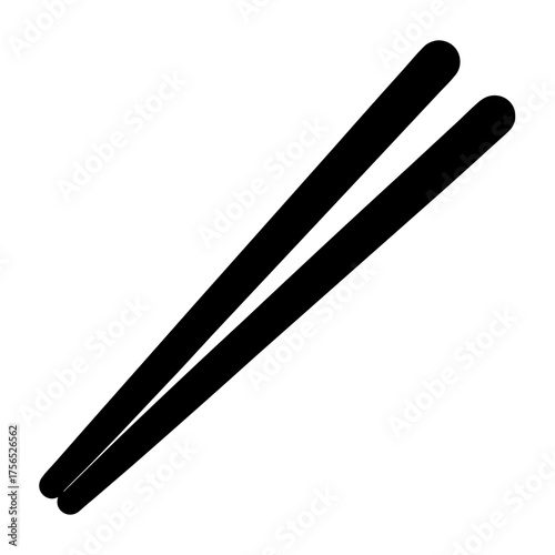 A simple illustration of a pair of black chopsticks on a white background