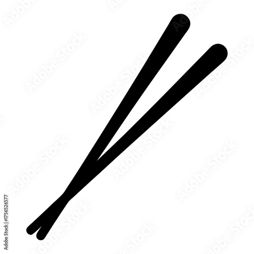 Minimalist black silhouette illustration of a pair of traditional asian chopsticks