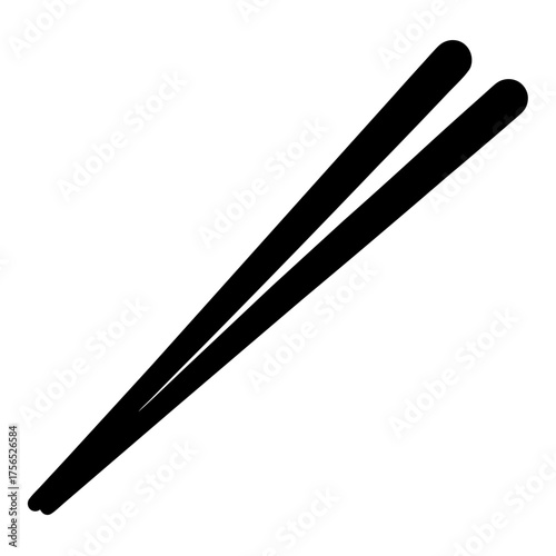 Black chopsticks, a utensil for Asian cuisine, isolated on a white background
