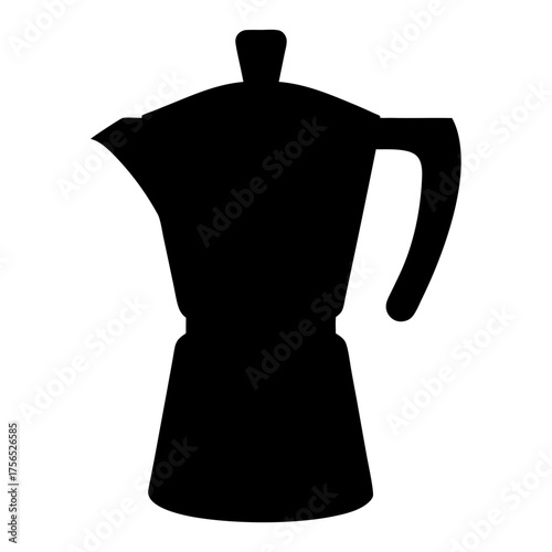 Silhouette of a classic Italian Moka pot, used to brew strong coffee