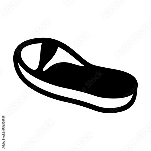 A simplified black and white drawing of a cut of meat steak