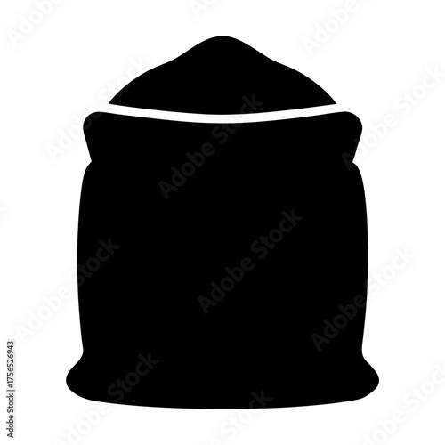 Black silhouette illustration of a full sack or bag of grain