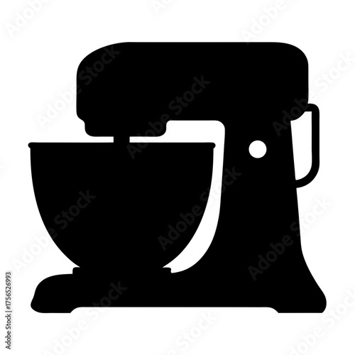 Silhouette of a kitchen stand mixer with bowl, for culinary baking