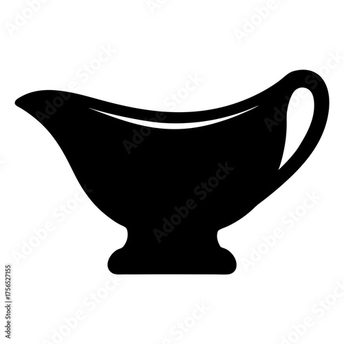 Monochrome depiction of a classic gravy boat shape in stark black