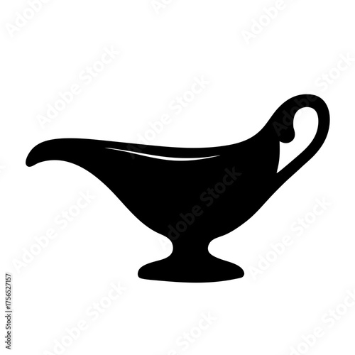 Silhouette of a classic gravy boat design on a clean white backdrop