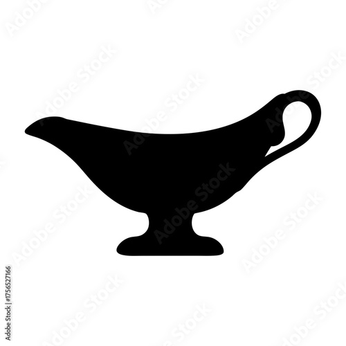 Silhouette of a classic gravy boat or sauce boat on a white backdrop