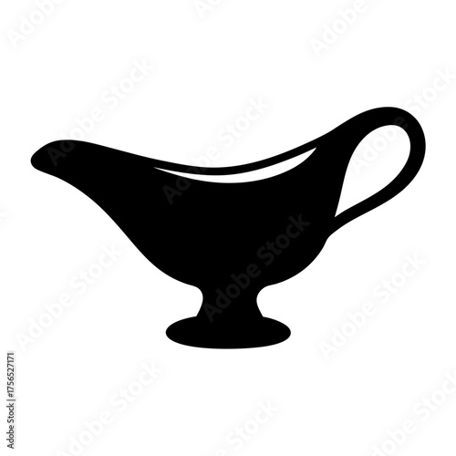 A Black Silhouette of a Gravy Boat or Sauce Boat Kitchenware