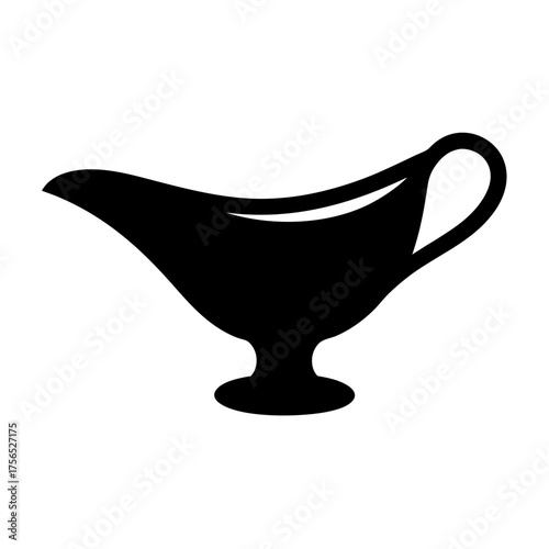 Black silhouette illustration of a gravy boat or sauce pitcher with handle