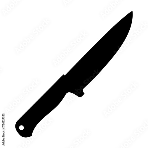 Simple black and white minimalist silhouette illustration of a chefs knife