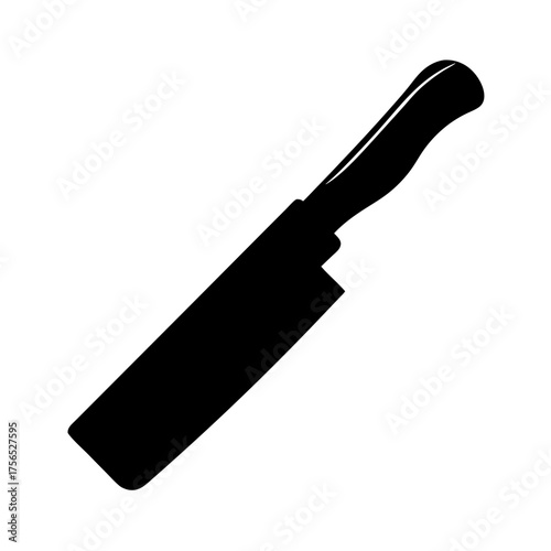 Isolated black silhouette of a professional chef knife on white background