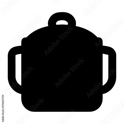 Simple black silhouette of a stockpot with a lid and side handles
