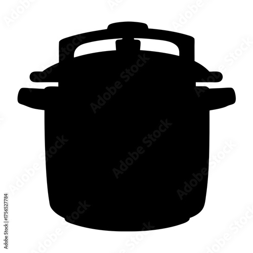 Black Silhouette of a Pressure Cooker with Lid and Side Handles