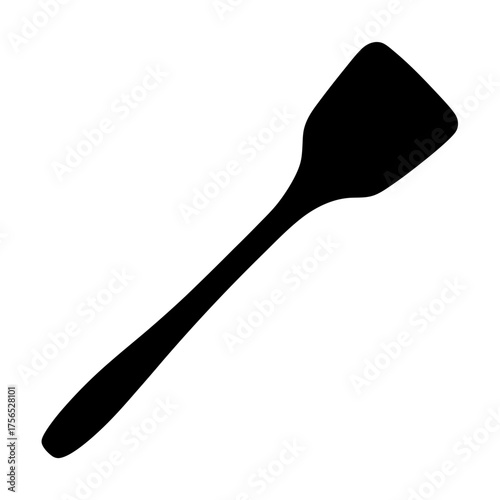 Black silhouette illustration of a kitchen spatula, a cooking utensil for flipping food
