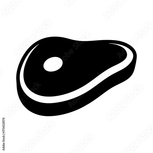 Stylized steak cut illustration in black and white with visible fat