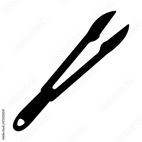 Black and White Kitchen Tongs Illustration Ready for Cooking and Grilling