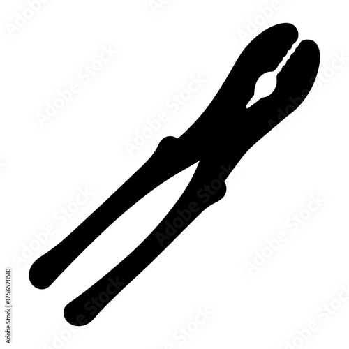Black silhouette of groove joint pliers or water pump pliers on white background