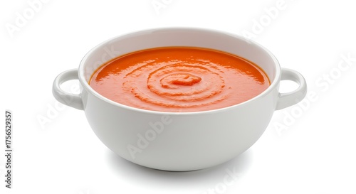 Fototapeta Naklejka Na Ścianę i Meble -  Delicious Tomato Soup in White Bowl A Culinary Delight for Food Lovers Everywhere
