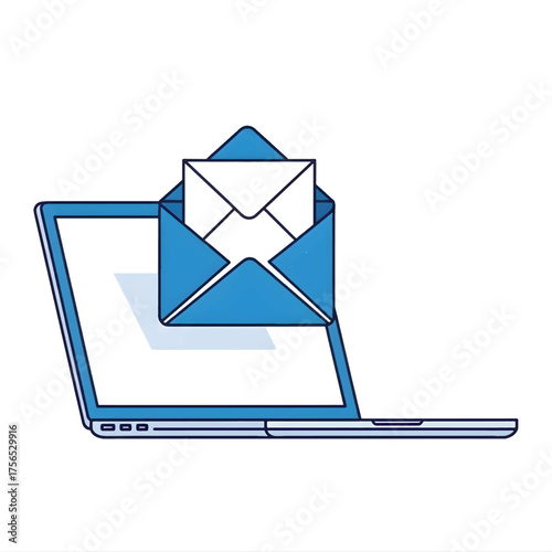 Laptop Screen Displaying an Open Envelope with a Letter, Illustrating Email Communication