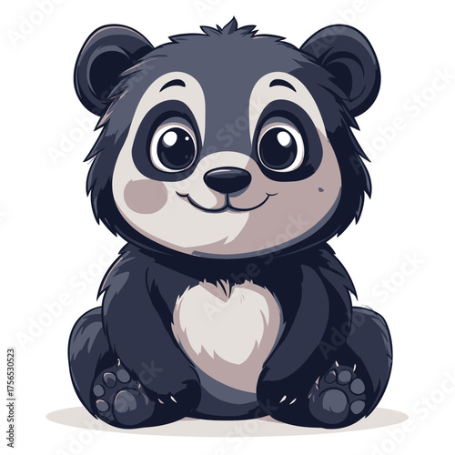 Adorable baby panda bear with big eyes and a sweet smile sitting upright.