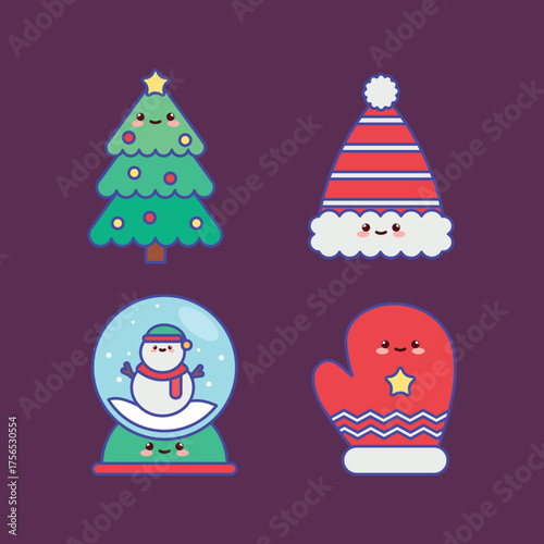 Linear Kawaii Christmas Icon Pack