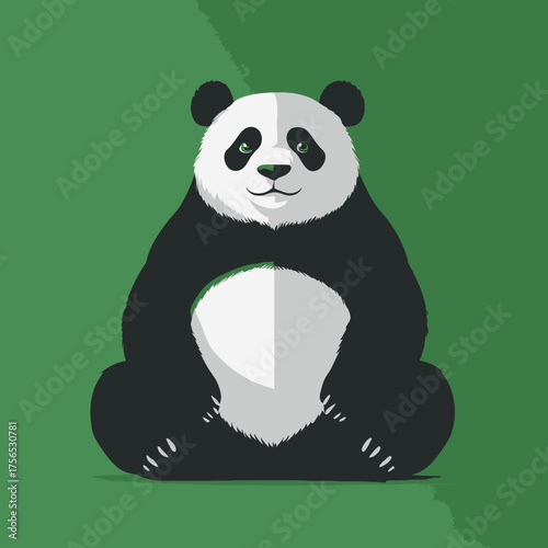 Adorable Giant Panda Sitting Peacefully in a Flat Design Illustration.