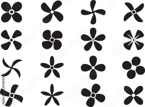 vector propeller and fan icons 4x4 grid scalable ai eps png jpeg bundle turbine blades rotor impeller symbols
