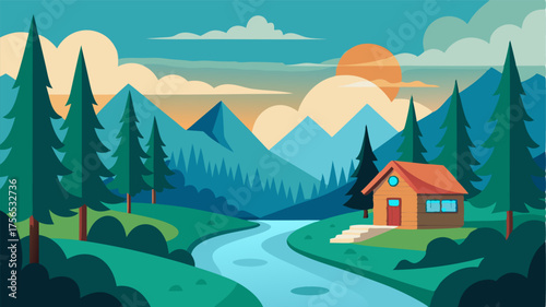 A peaceful retreat surrounded by tall trees and the calming flow of the river offering a serene escape from the hustle and bustle of everyday life.