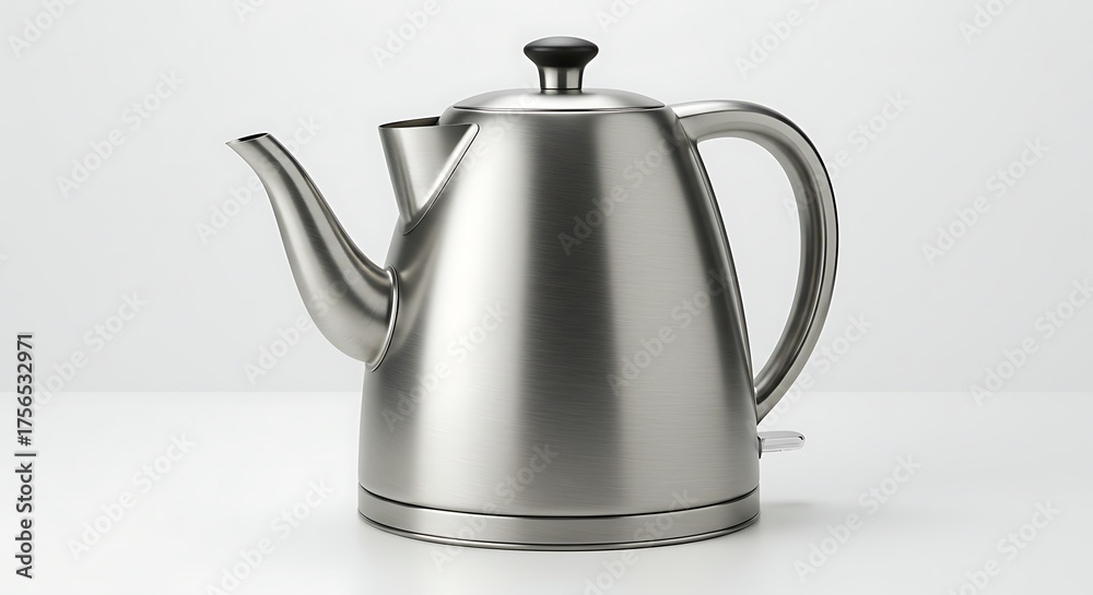 Fototapeta premium Modern stainless steel electric pour-over kettle for making hot coffee or tea on a white background