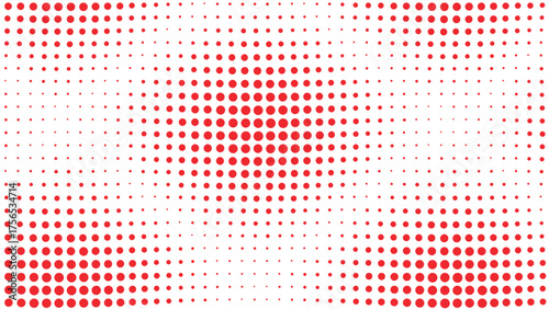 Vibrant red halftone dots, arranged in wave motion, creating visual depth and rhythm, abstract modern background, perfect for tech or creative digital design themes