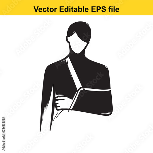 vector art of stylized graphic of a person with an arm in a sling